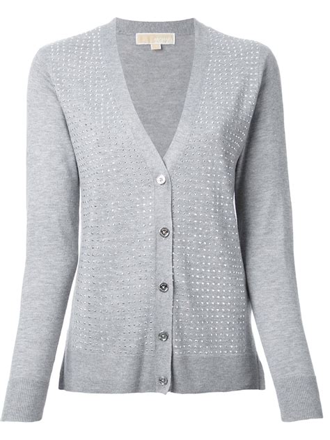 short sleeve cardigan with pockets michael kors gray|Michael Kors Gray Cardigan Sweaters for Women .